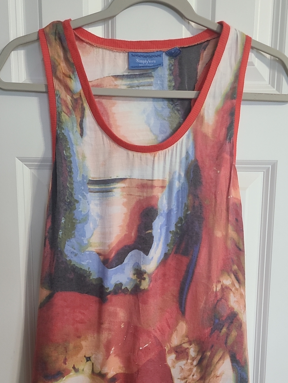 Simply Vera Vera Wang Coral Multicolor Abstract Tank - Picture 2 of 5